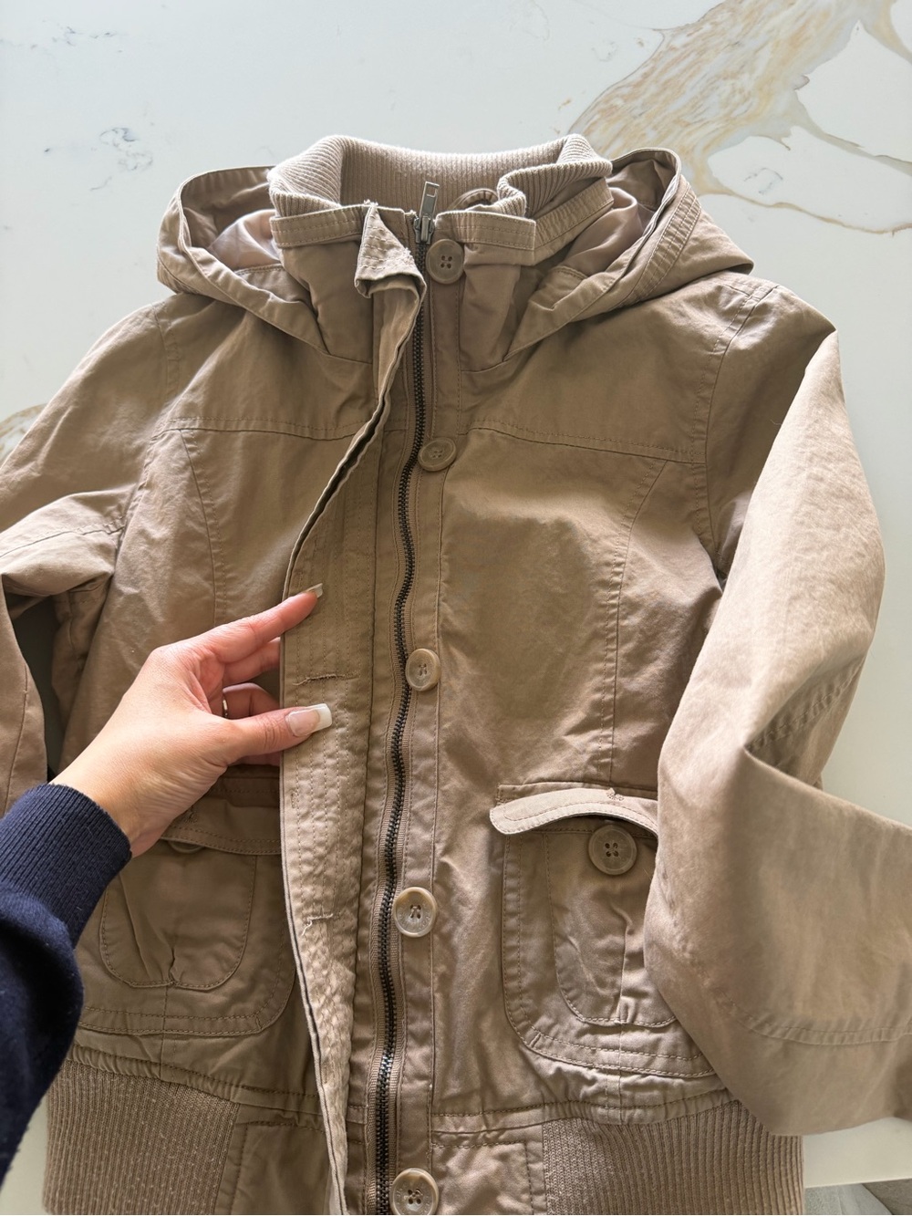 Love Tree Tan Hooded Bomber Jacket - Picture 5 of 5